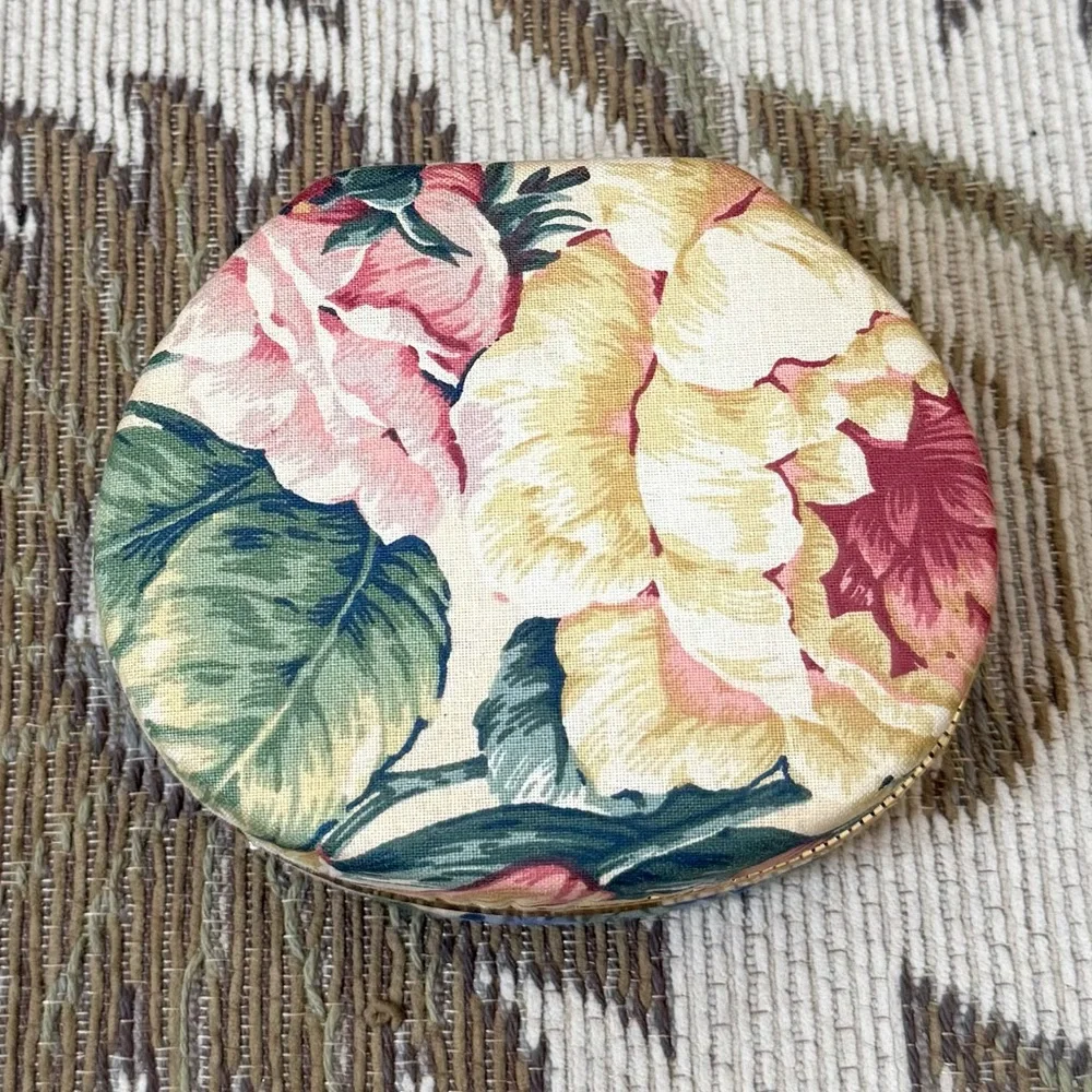 Vintage Floral Jewelry Case w/Mirror Clamshell 80’s 90’s